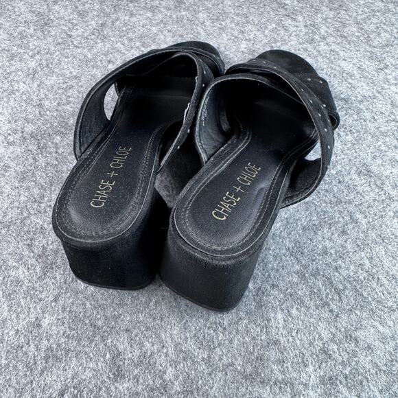 Chase+Chloe 8.5 Black Textile Upper Suede Studded Block Heel - Picture 4 of 7